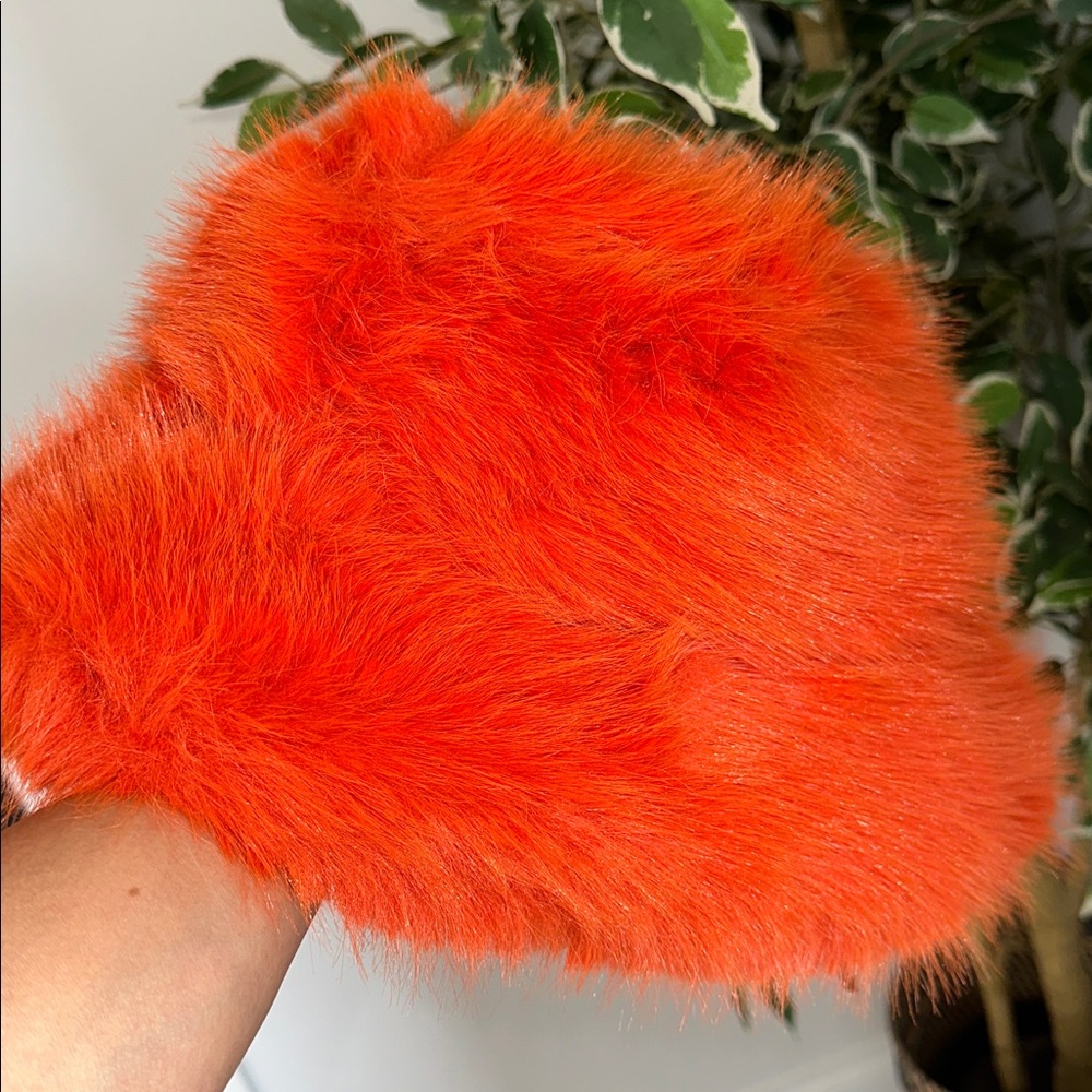 Vibrant Orange Faux Fur Hat